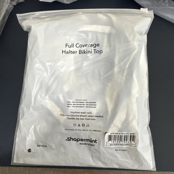 Shapermint Women's Plus 2XL Full Coverage Halter Bikini Swim Top Blue Striped - Picture 11 of 12